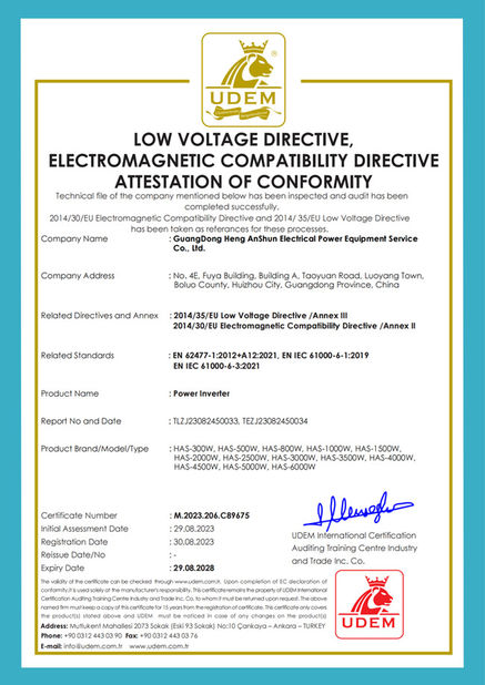 Κίνα GuangDong Heng AnShun Electrical Power Equipment Service Co., Ltd. Πιστοποιήσεις